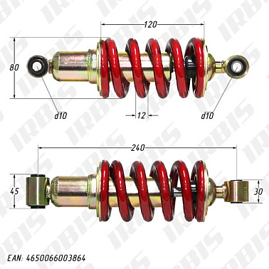 Амортизатор задний (L-240mm,D-10mm,d-10mm) Z1